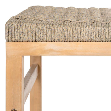 Armand 25.6" Modern Coastal Backless Acacia Wood Outdoor Counter Stool with Woven Rope Seat